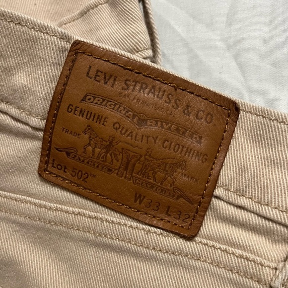 Levi's 502 Beige Denim Jeans W33 L32 - Picture 11 of 15
